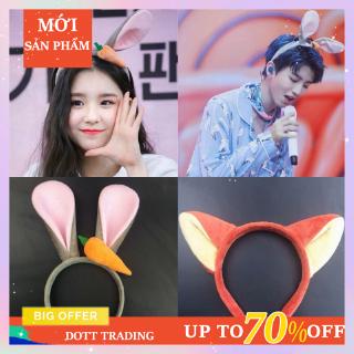 Vòng Cài Tóc Judy Hình Tai Thỏ/Cáo Và Cà Rốt Phối Vải Lông Xinh Xắn