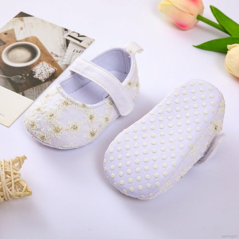 Giày cotton đế mềm chống trượt cho bé gái sơ sinh từ 0-18 tháng tuổi