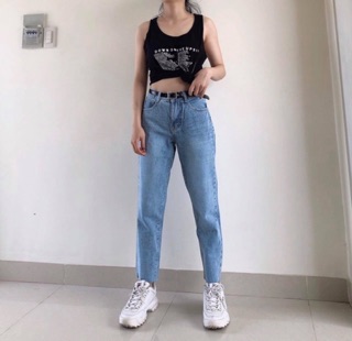 Quần trơn lai cắt