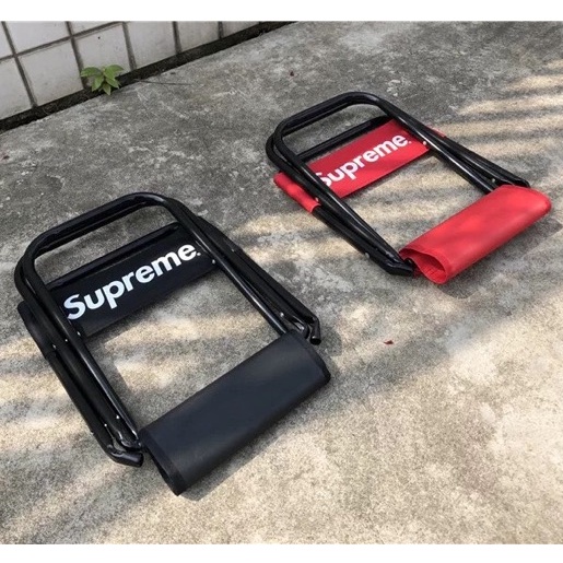 [HypeBeast] Ghế Supreme, ghế xếp Supreme mang đi cắm trại, câu cá cực Hype, khung thép, vải dù 2 màu đen, đỏ BapeVN