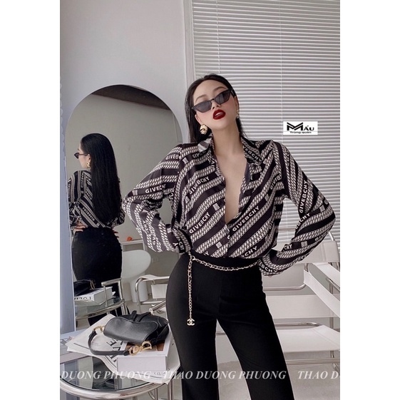 Áo sơmi lụa chữ