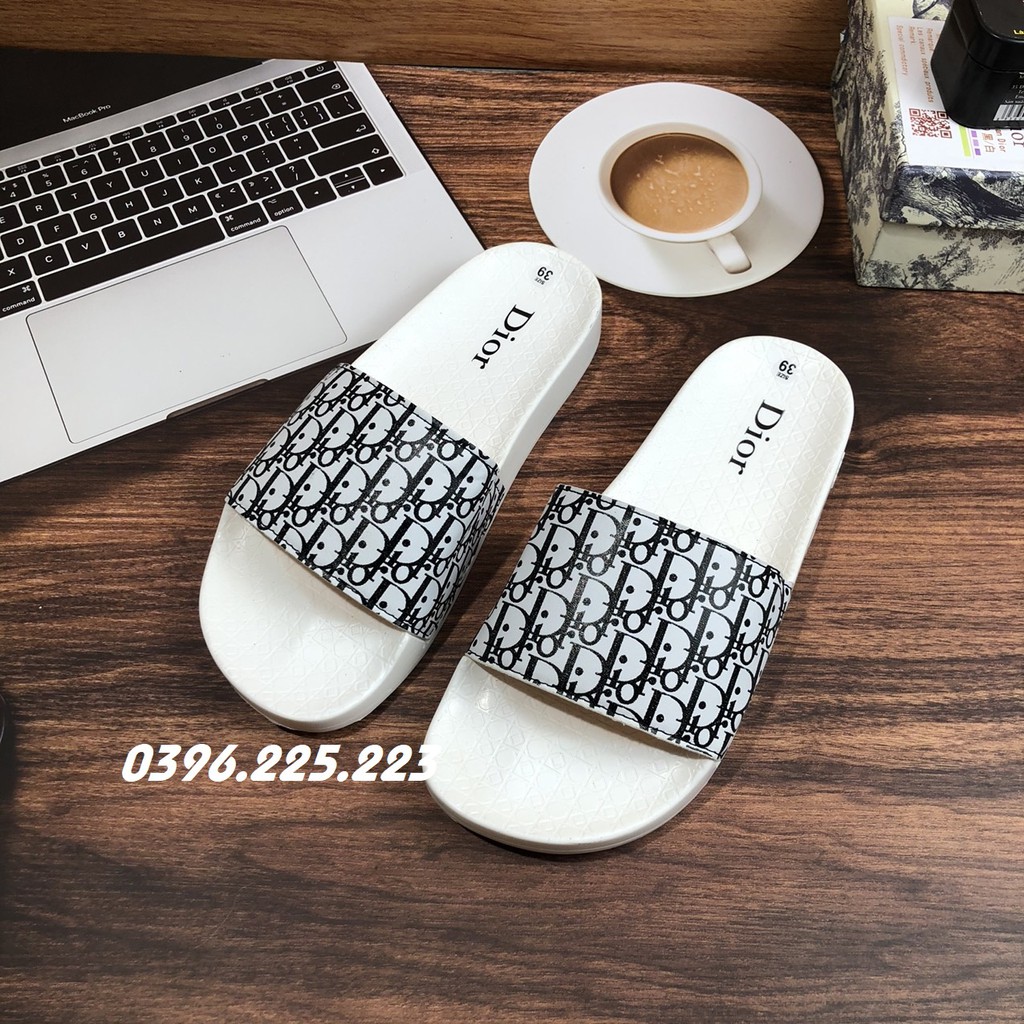 Dép quai ngang dép LBB - DIOR đế 2 màu đen trắng  xu hướng hè 2021 ( Shopbossmen6868 )