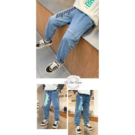 Quần jean jogger bò bé trai gái thời trang phong cách hàn quốc phản quang size đại 3/4/5/6/7/8/9/10/11/12 tuổi 14-50kg