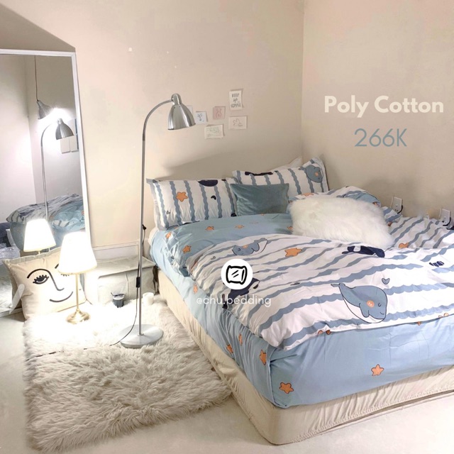 Set chăn ga gối poly cotton: chú heo xanh 🐳
