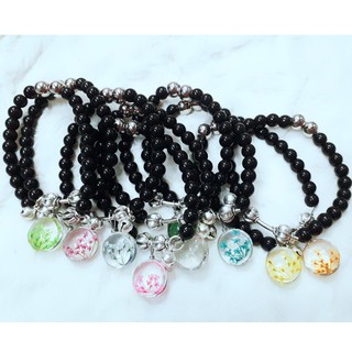 Vòng tay hoa khô đá đen 8mm / 10 cái = 90k [ đảm bảo hoa khô thật 100% ]