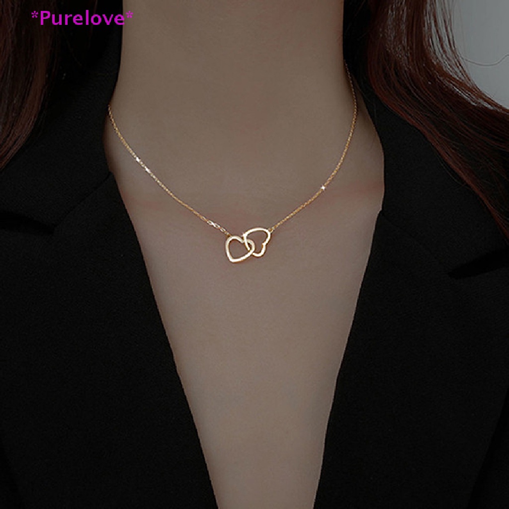 Vòng cổ Mặt Trái Tim Đôi Bằng Thép Không Gỉ Thời Trang Mới