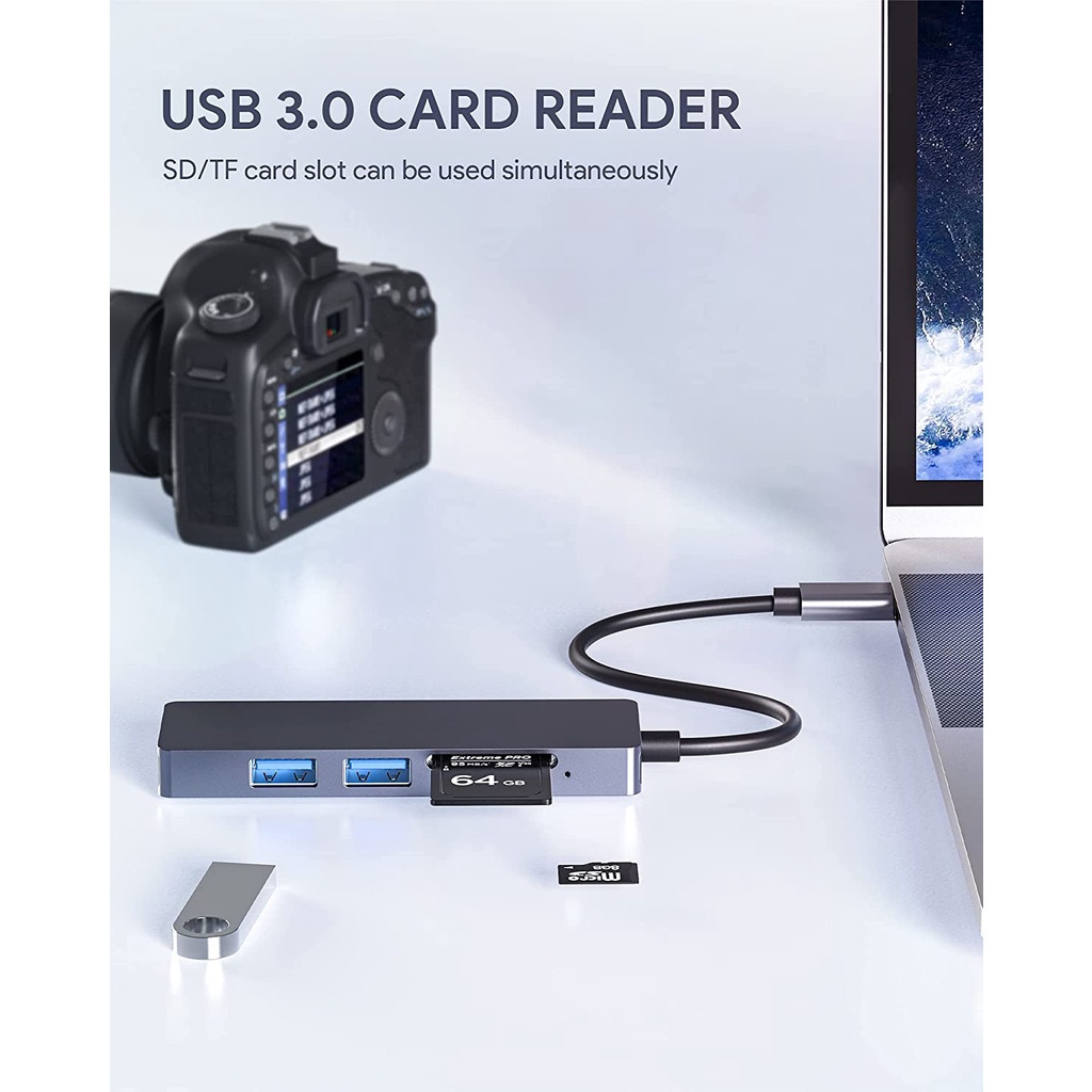 Đế Sạc 5 Trong 1 USB c HUB Type-c Sang SD / TF USB3.0 USB2.0 Type c Đọc Thẻ Nhớ Cho Laptop / Điện Thoại / Máy Tính Bảng