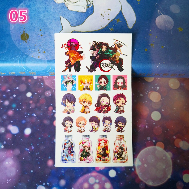 Tờ dán hình xăm tạm thời mini không thấm nước họa tiết Demon Slayer dễ thương