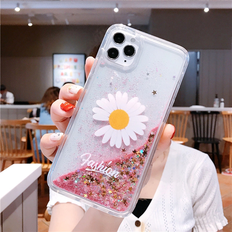 Ốp Điện Thoại Tpu Kim Tuyến Nước In Hình Hoa Cúc Nhỏ Ngọt Ngào Cho Iphone 6 6s 7 8 Plus Xs Max Xr 11 Pro Max Se2020