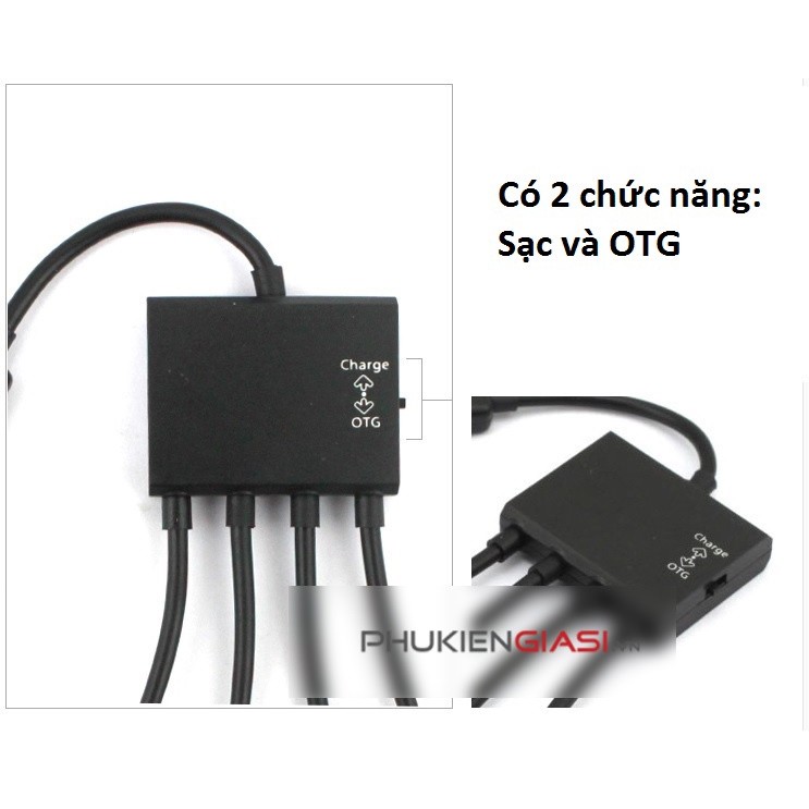 MICRO USB HUB OTG 4 IN 1 KẾT NỐI ĐIỆN THOẠI, TABLE ANDROID