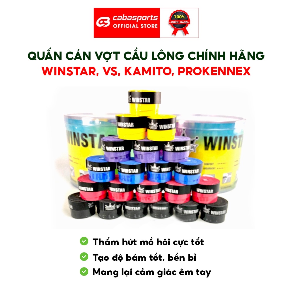 Quấn cán vợt cầu lông Winstar, VS, Kamito chính hãng, cuốn cán vợt cầu lông tennis giá rẻ chất lượng