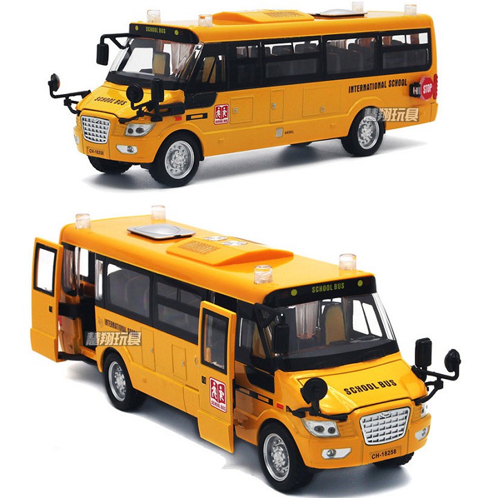 Xe ô tô School bus đồ chơi trẻ em mô hình bằng sắt tỉ lệ 1:32 xe có âm thanh và đèn sáng