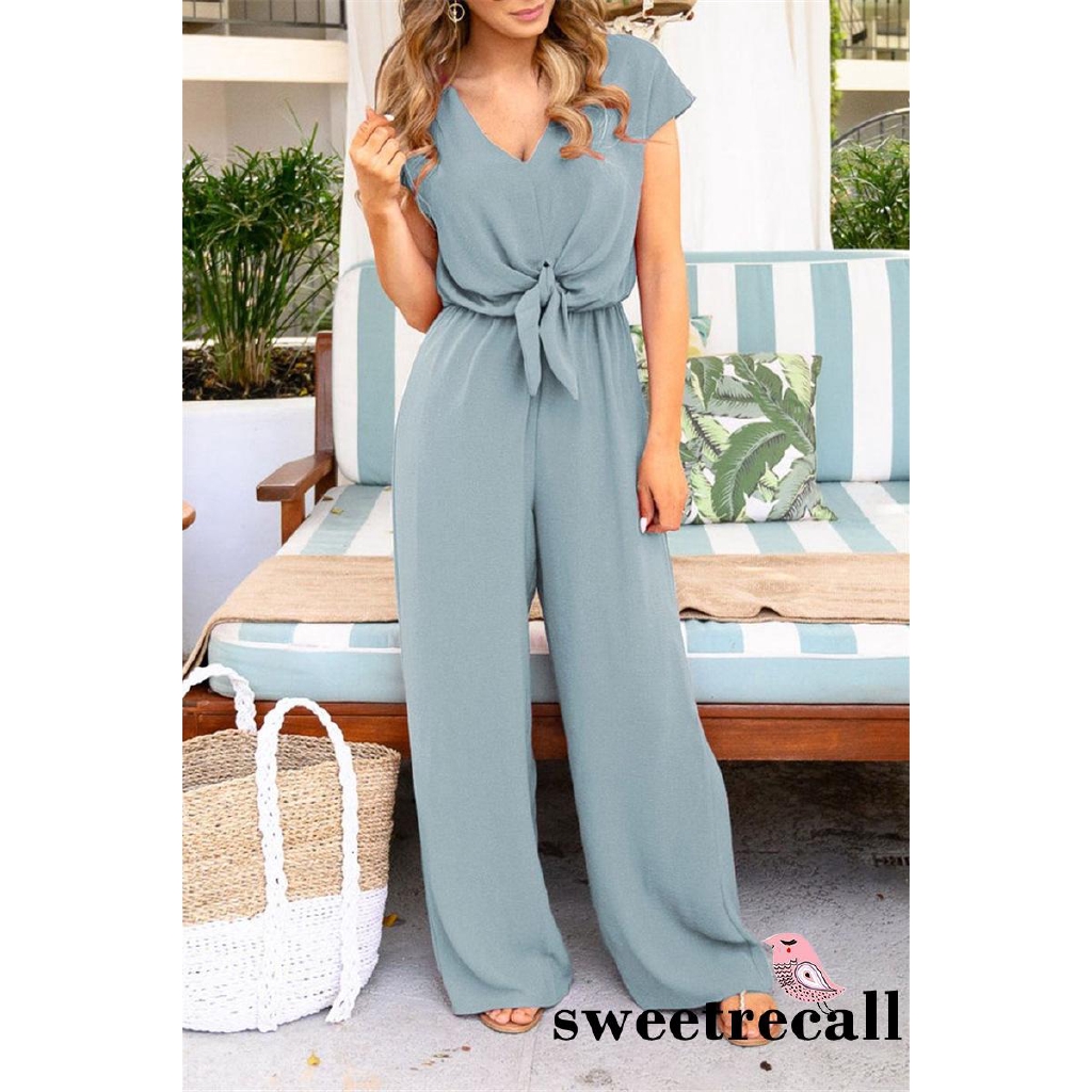 Jumpsuit tay dài cổ chữ V thời trang nữ tính