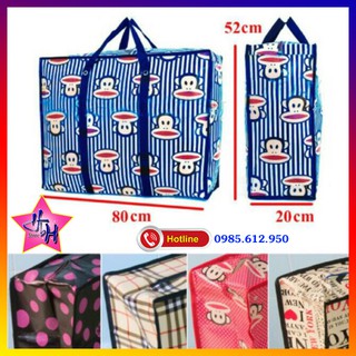 Túi dứa bạt xách tay nhiều màu, đủ kích cỡ, đựng đồ dùng, vận chuyển, chăn màn quần áo, mỹ phẩm, có khoá kéo chống nước