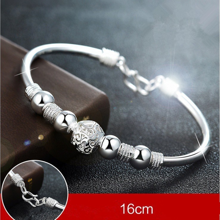 Vòng tay hạt bạc tinh xảo phong cách Hàn Quốc cho nữ