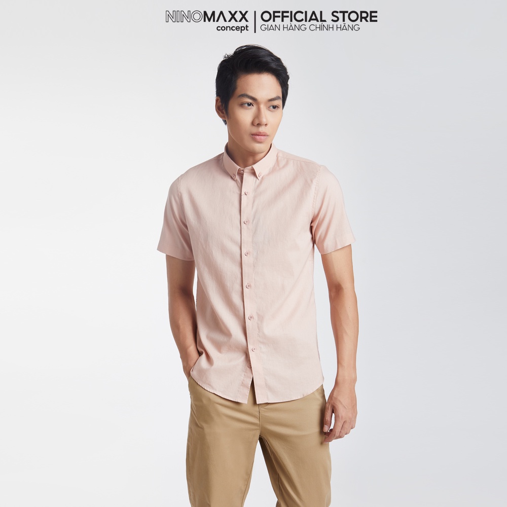 NINOMAXX Limited Edition Áo sơ mi Linen Basic Nam tay ngắn 1912098