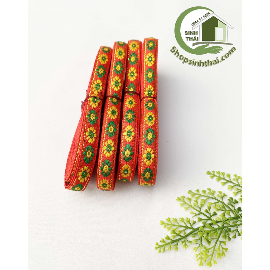 Dây thổ cẩm màu đỏ bản rộng 1cm - Chọn kích thước
