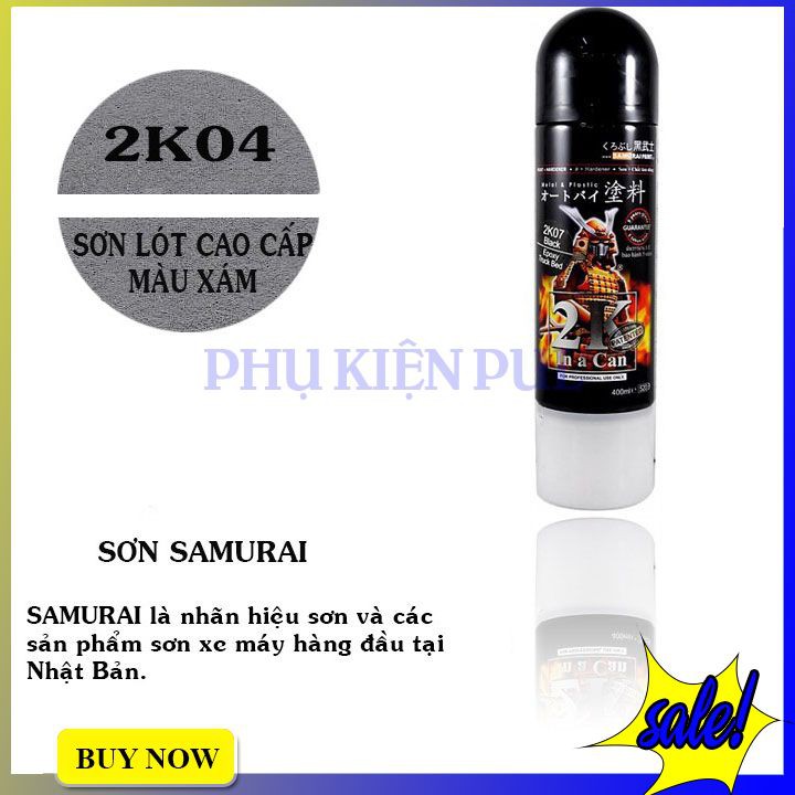 Sơn xịt lót chính hãng Samurai 2K04 màu xám