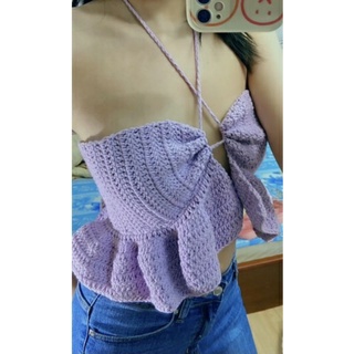 Áo croptop len đan móc