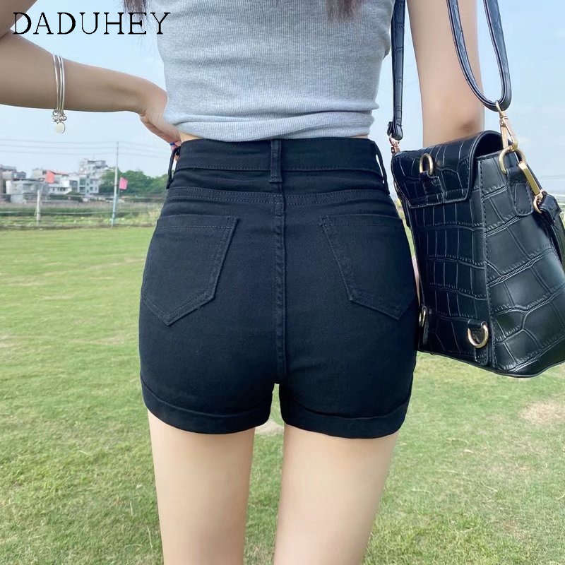 Daduhey Quần short jean lưng cao dáng ôm thời trang mùa hè 2022 quyến rũ phong cách Hàn Quốc dành cho nữ