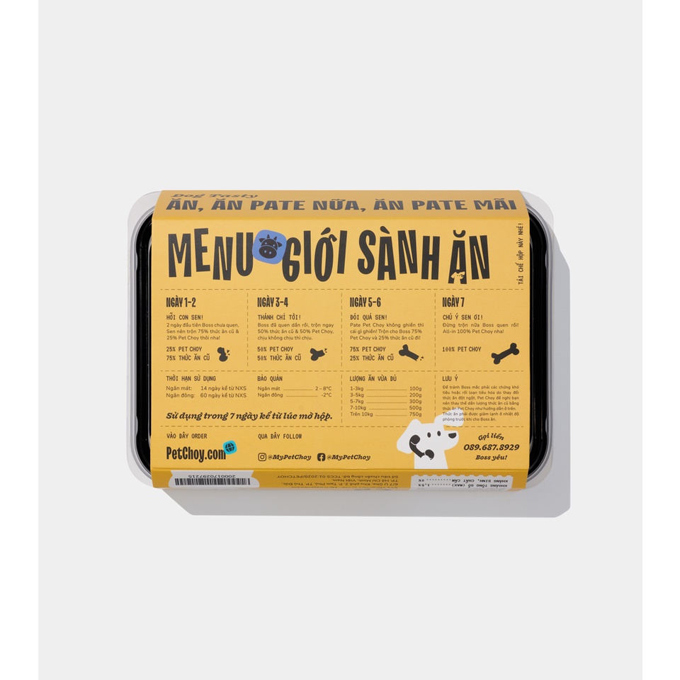 Pate tươi PETCHOY cho chó từ 3 tháng tuổi vị "GÀ GIỮ DÁNG" 500gram