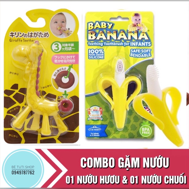 Combo gặm nướu: 01 gặm hươu cao cổ và 01 gặm nướu chuối