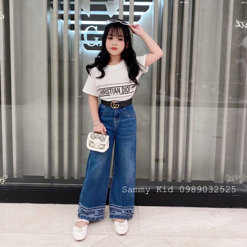 Set áo Phông Quần Jean xuông DO cho bé gái size đại 17-41kg sang chảnh cá tính