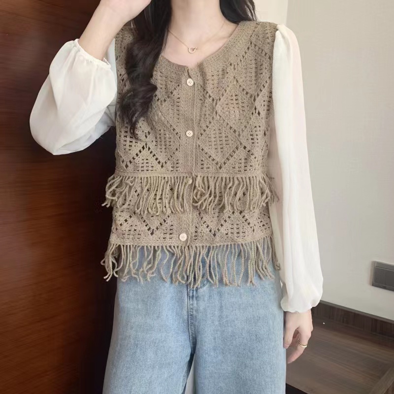 SUXI Áo Nữ Tay Dài Phối Tua Rua Thời Trang Quyến Rũ