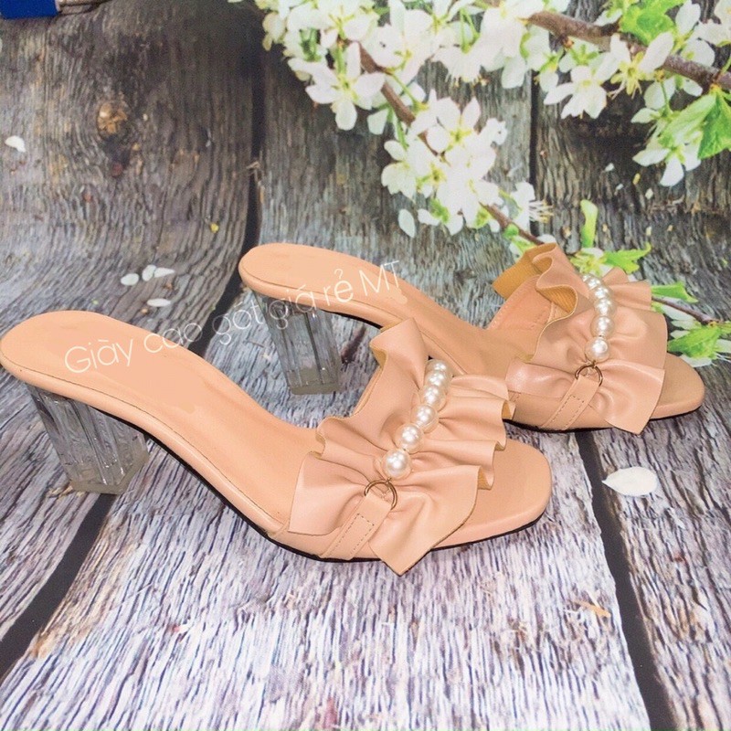[ Ảnh Thật ] Dép nữ 7p Gót Trong Quai Si Nhún