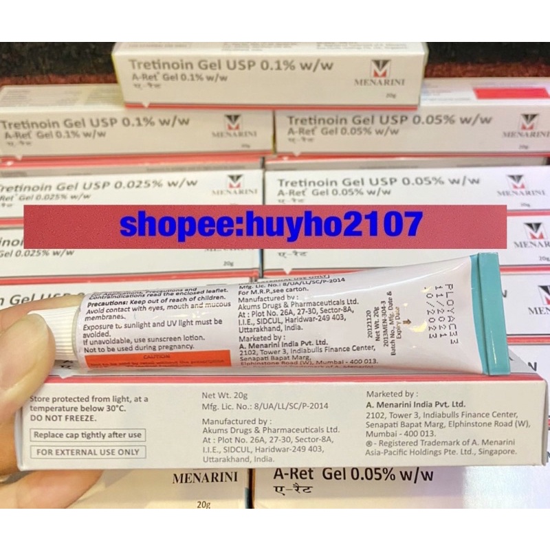 Kem Gel Giảm mụn, mờ thâm nám, chống lão hóa Tretinoin Aret 20g.