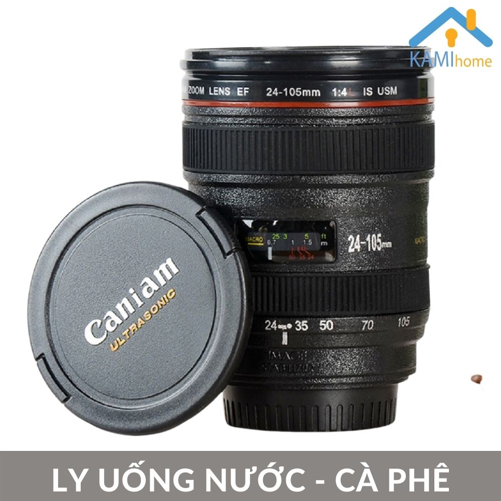 Ly uống nước cà phê có nắp hình ống kính máy ảnh 400ml mã 22017