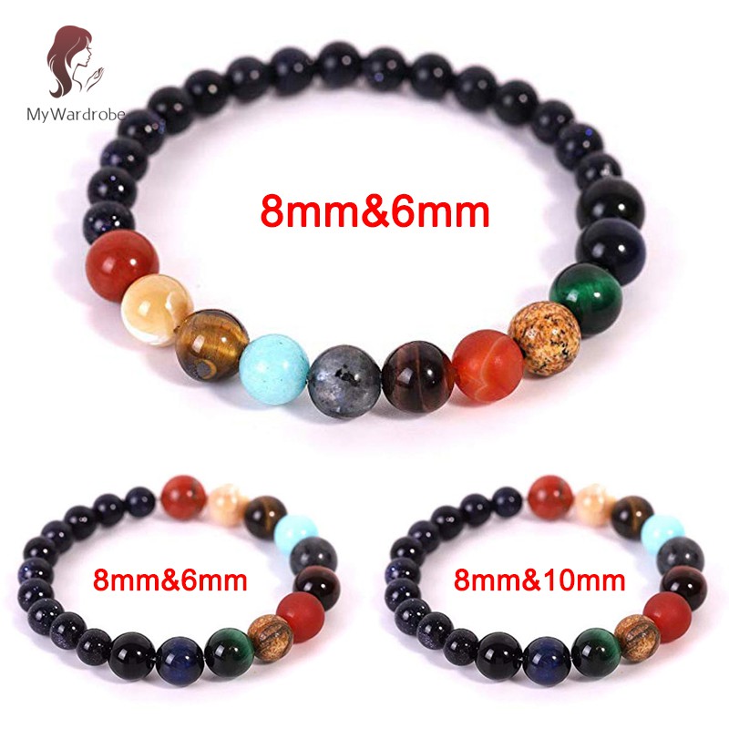 Vòng đeo tay chuỗi hạt đá phong cách các hành tinh độc đáo thời trang