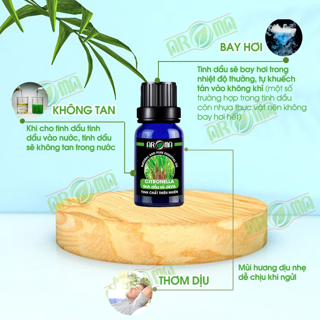 Tinh dầu Sả Java Citronella AROMA, tinh dầu đuổi muỗi côn trùng, khử mùi