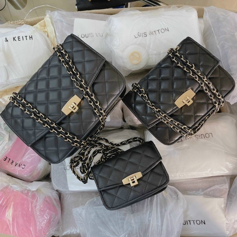 Túi C.N.K Nữ Đeo Chéo Khoá Gập, Túi Xách Nữ Đeo Vai Trần Trám