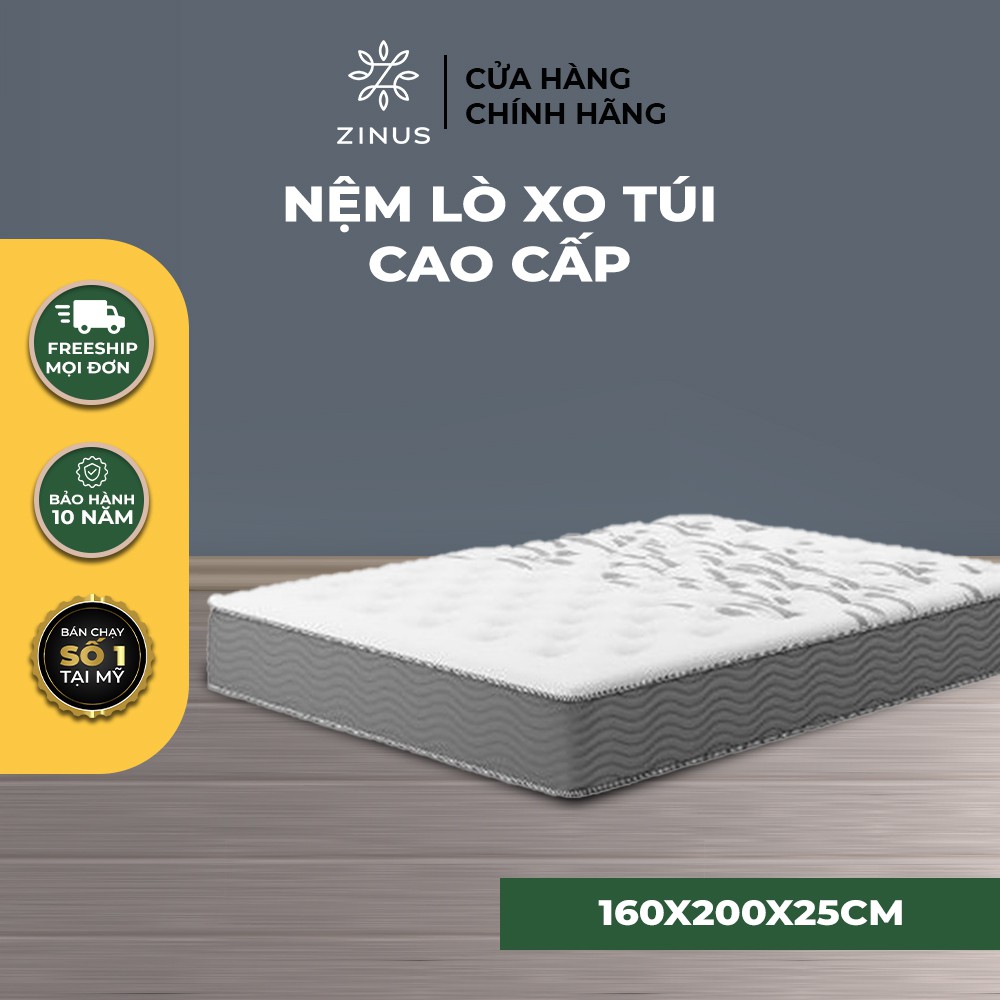 [Mã LIFEZI99 giảm 8% tối đa 50K đơn 99K] Nệm Lò Xo Túi Hút Chân Không Cao Cấp Zinus