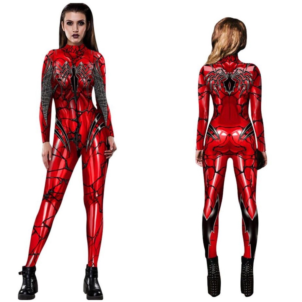 Adult Spiderman Iron Man Bodysuit Cosplay Costume Women Slim Digital Print Jumpsuit Spidergirl Cosplay Girl Women Halloween Costume