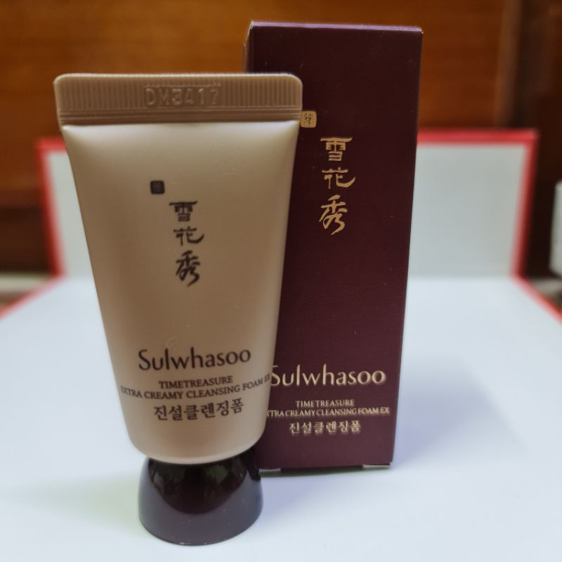 Sữa rửa mặt cấp ẩm, chống lão hóa thông đỏ sulwhasooo timetriasure extra creamy cleansing foam ex (15ml)