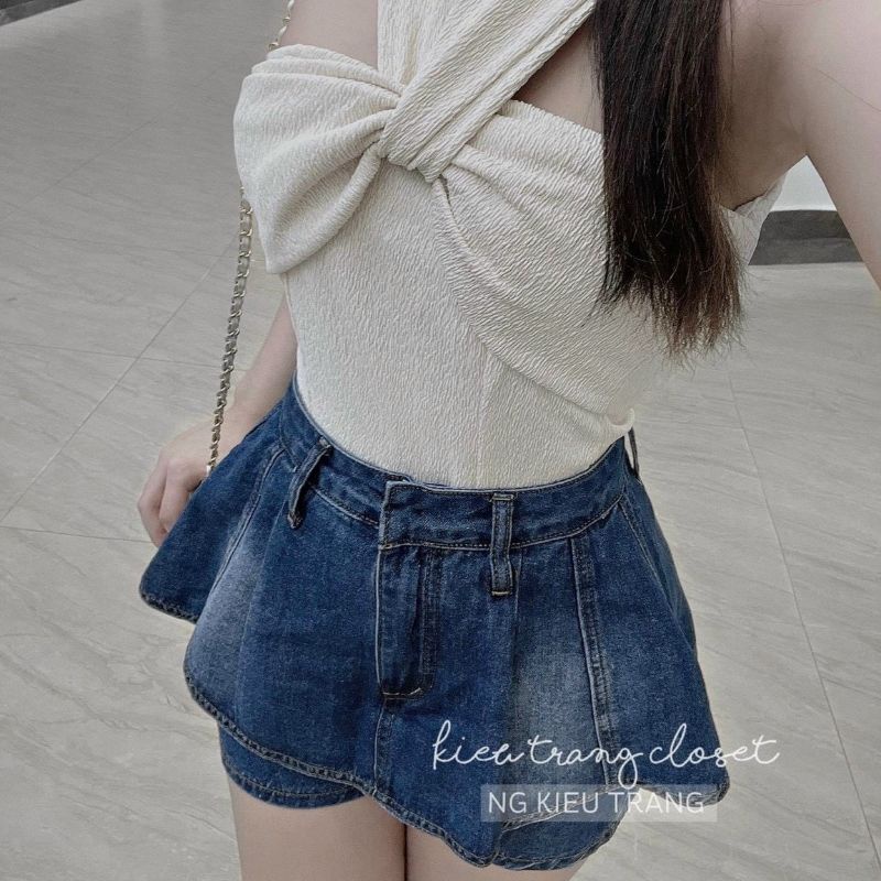 Quần váy jean xòe 2 tầng hàng QCL1