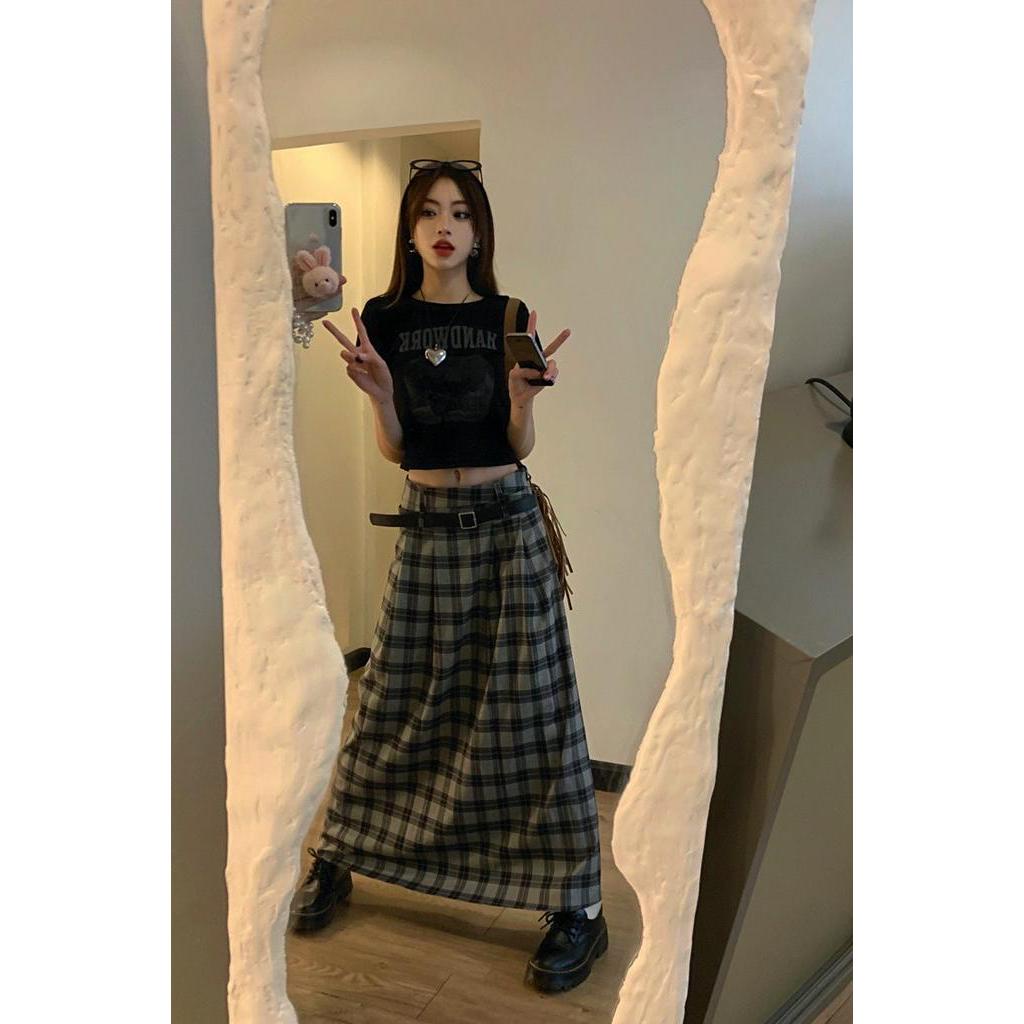 63314 Áo Thun In Cổ Điển / Váy Kẻ Sọc