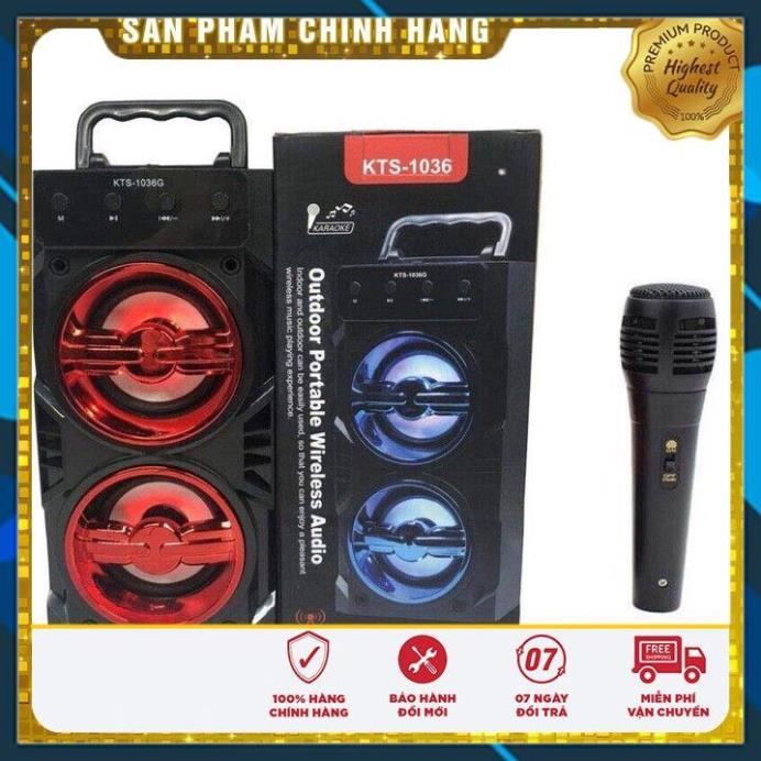 LOA KARAOKE BLUETOOTH KTS 1036 ⚡FREE SHIP⚡TẶNG KÈM MICRO DÂY,Sản phẩm gồm: Loa, Micro, Dây sạc, Dây 2 đầu 3,5mm ...