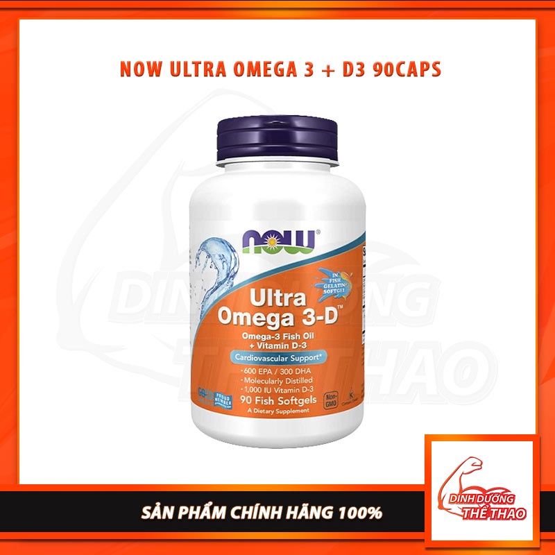 Ultra Omega 3 Kết Hợp Vitamin D Tăng Sức Đề Kháng Và Bảo Vệ Xương Khớp Now Ultra Omega 3 với Vitamin D (90 Viên)