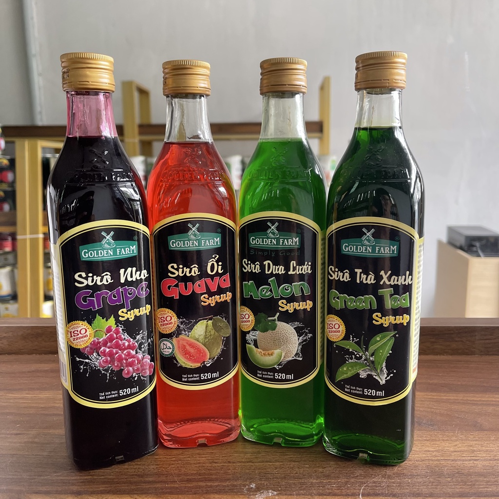 Siro Golden Farm 520ml Đủ Loại chai thủy tinh