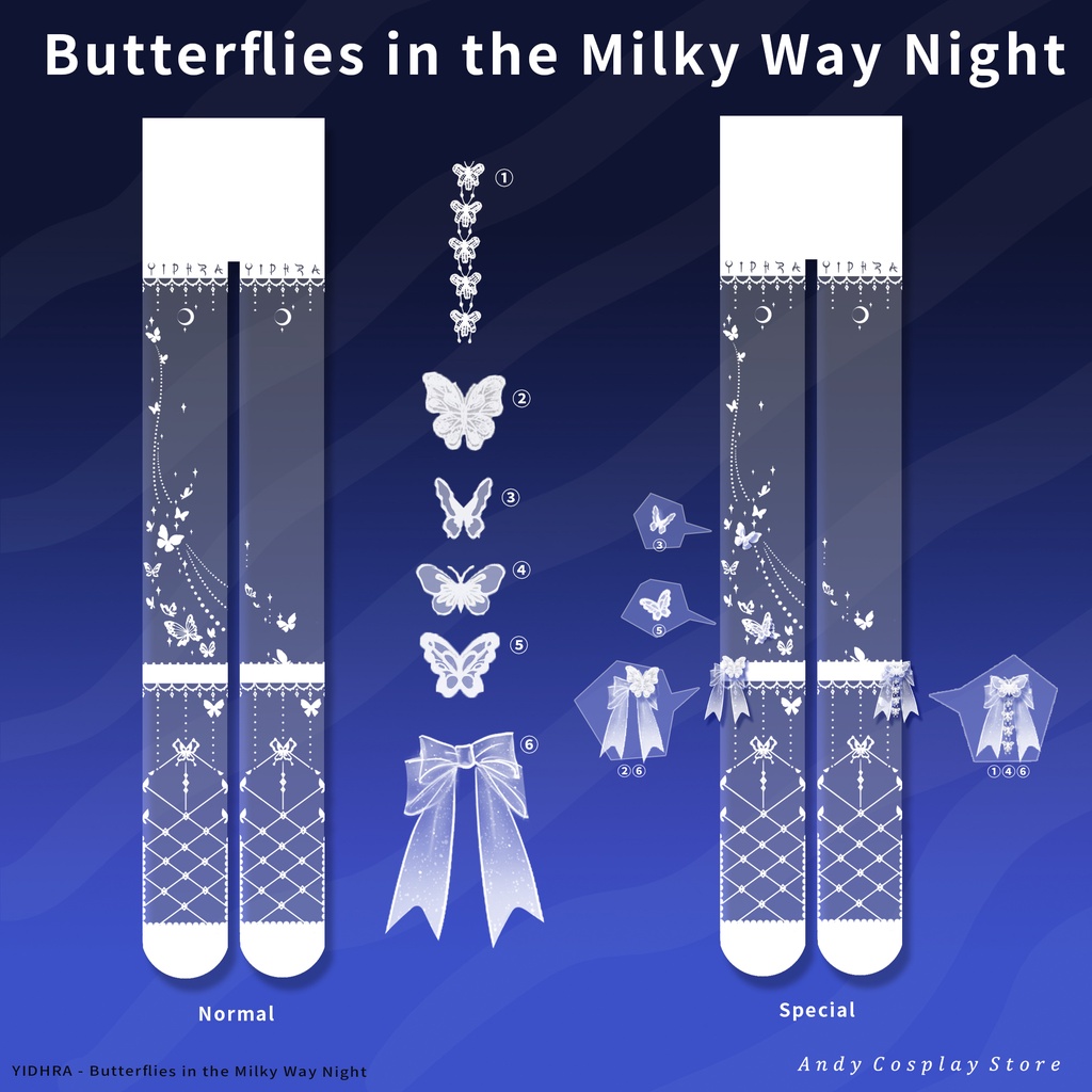 [CÓ SẴN] Quần tất lolilta Yidhra Flower Wedding Night Butterfly