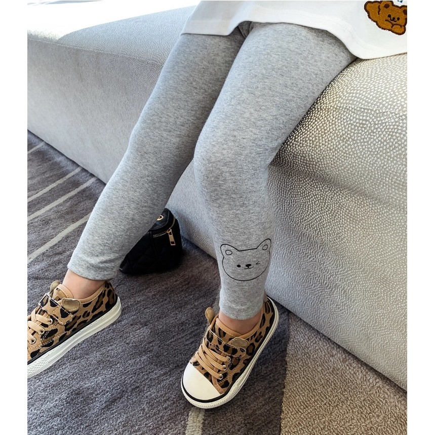 [Q153] Quần legging bé gái mặt gấu sz 80-150, quần cho bé co dãn