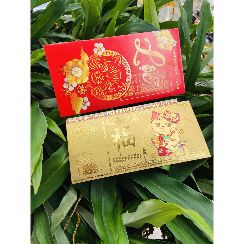 Lì xì tết 2023 bằng Plastic macao hình con mèo - tặng kèm bao lì xì may mắn Quý mão