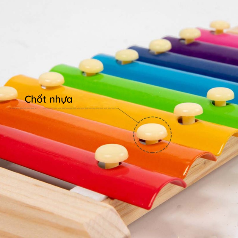 Đàn gỗ 8 thanh nhiều màu sắc cho bé phát triển khả năng cảm thụ âm nhạc, màu sắc - giáo dục trí tuệ sớm AIQ