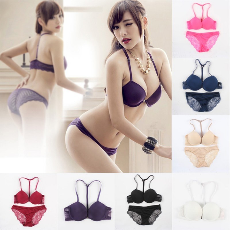 Set áo lót nâng ngực 3 / 4 Cup & quần lót nữ màu trắng