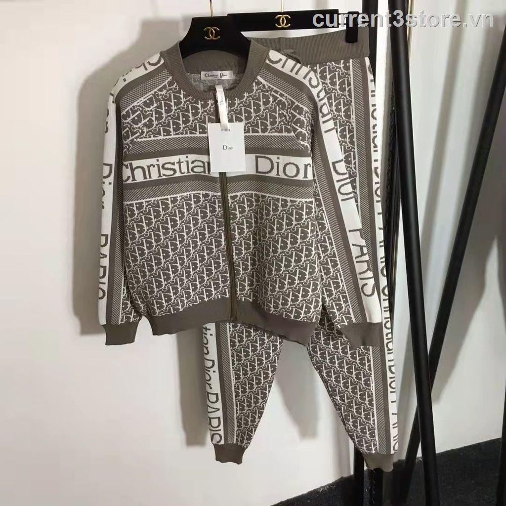 ♙✟Bộ 2 Sản Phẩm Áo Thun Dài Tay + Quần Dài Phong Cách DIOR Thời Trang