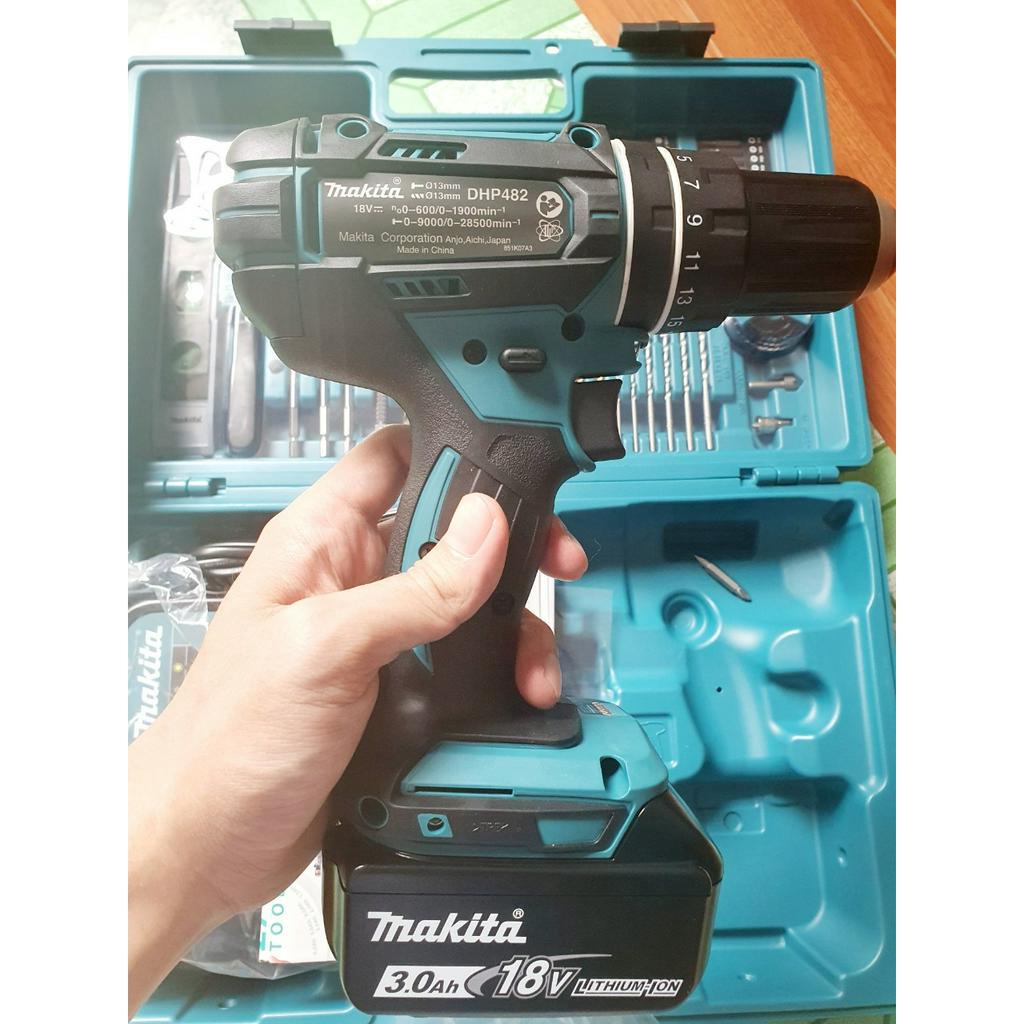Bộ máy khoan pin 101 mũi khoan vít Makita DHP482SFX6 - Hàng chính hãng, bảo hành 6 tháng