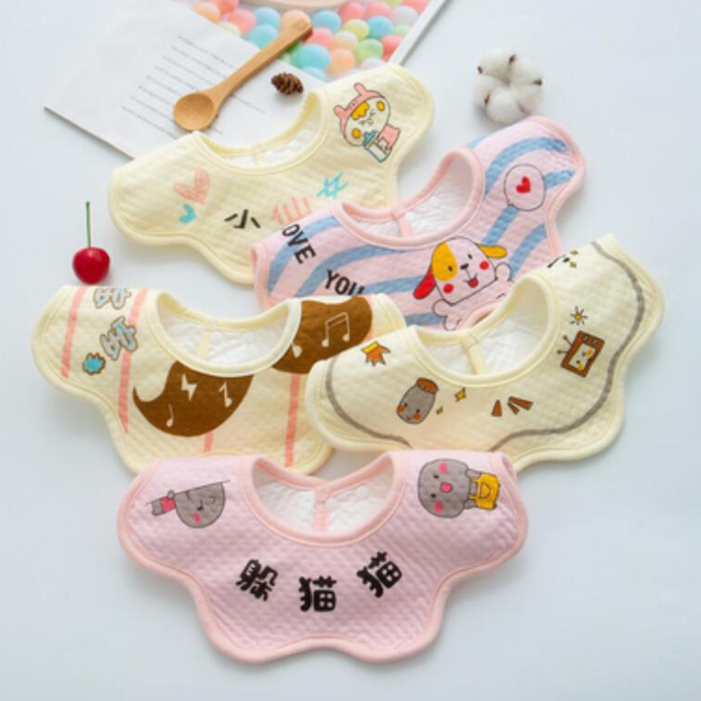 Set 5 yếm ăn hình tròn 360 độ chống thấm nước xinh xắn cho bé